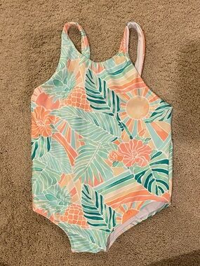 Kenny Flowers Girls Tropical One-Piece Swimsuit in Coral, Mint & Peach